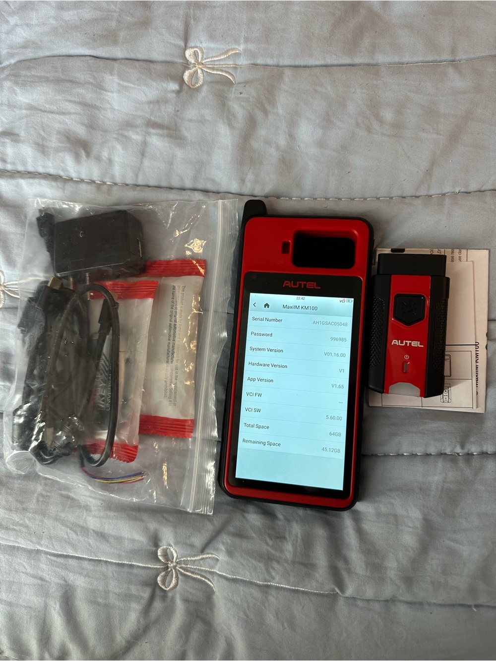 Autel MaxiIM KM100 Red Diagnostic Tablet with Accessories